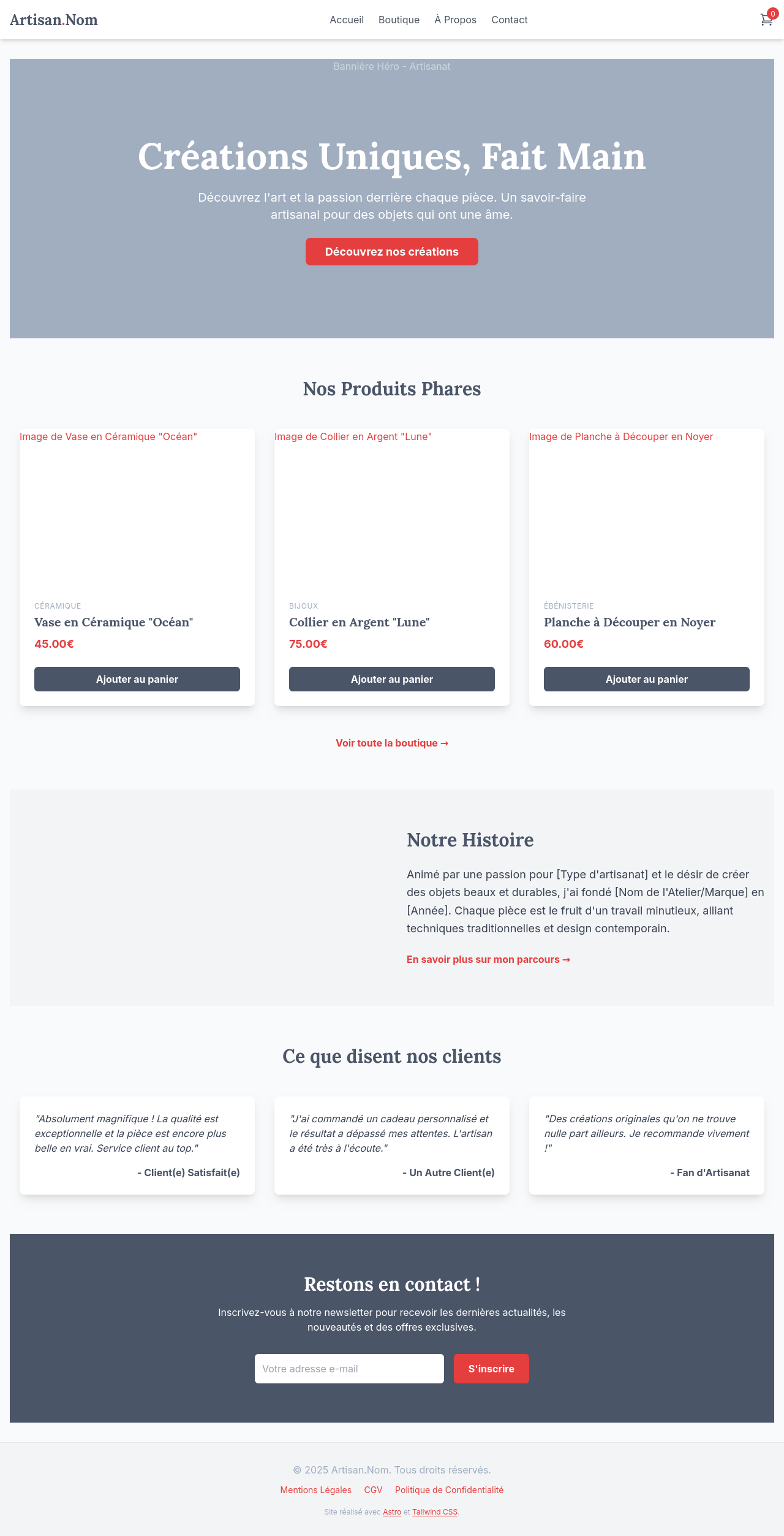 Site Vitrine — Artisan